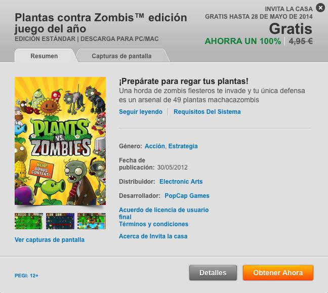Plants VS Zombies GRATIS en Origin. Tiempo Limitado.